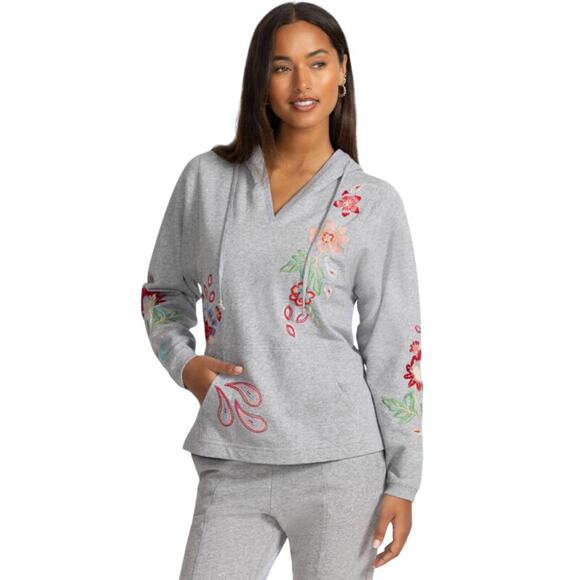 Johnny Was French Terry Hooded Sweatshirt Freyde Small J10625-1 - Picture 2 of 7